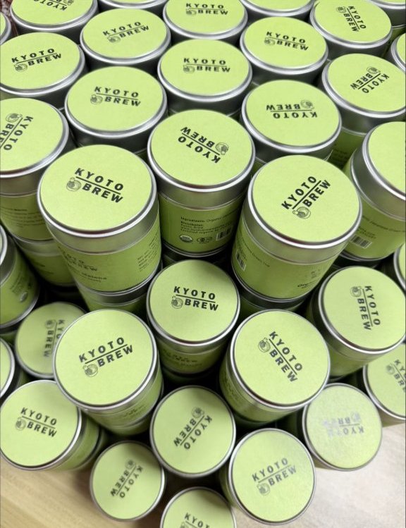 A fresh batch of Kyoto Brew matcha tins, ready to ship.